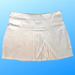 Athleta (Medium Tall - EUC) White Pleated Tennis Skirt with attached shorties